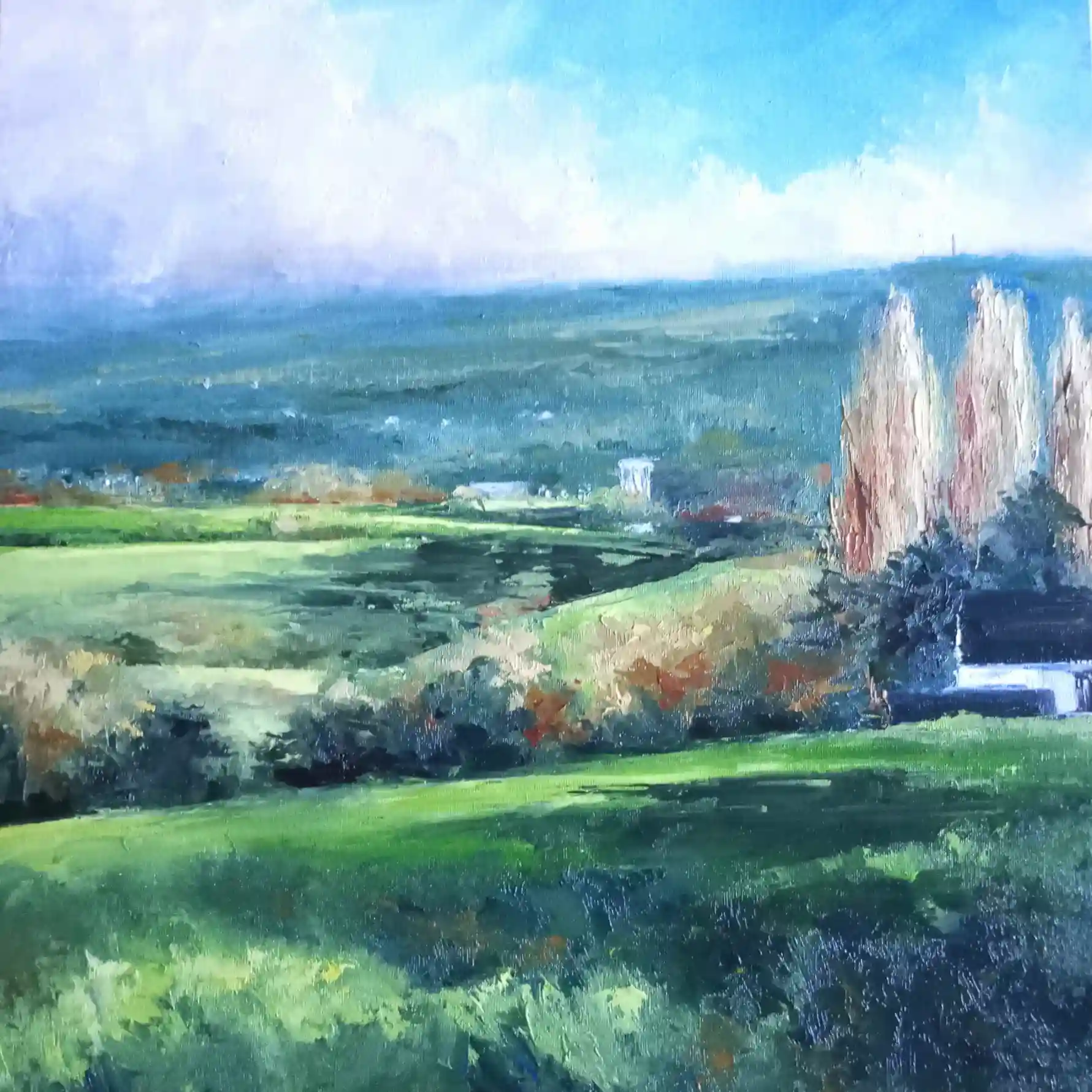 Looking across to the Blackdown Hills and Wellington Monument from Langford Budville